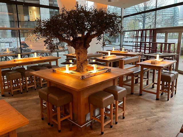 Hutten - bartafel met marmeren opbouw, verlichting & boom - afbeelding 6 van  8