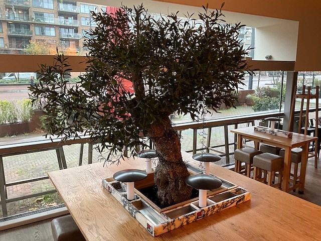 Hutten - bartafel met marmeren opbouw, verlichting & boom - afbeelding 5 van  9