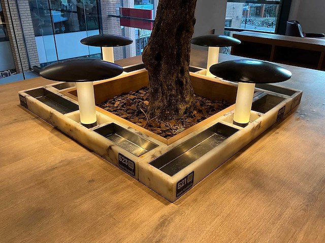 Hutten - bartafel met marmeren opbouw, verlichting & boom - afbeelding 5 van  7