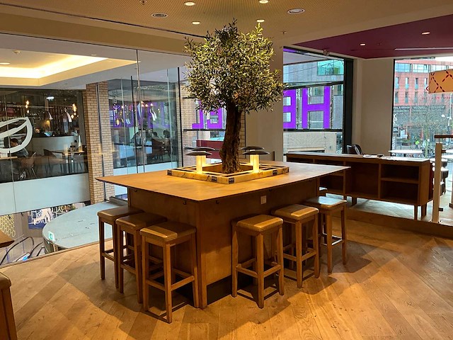 Hutten - bartafel met marmeren opbouw, verlichting & boom - afbeelding 7 van  7