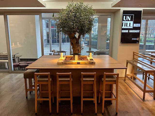 Hutten - bartafel met marmeren opbouw, verlichting & boom - afbeelding 1 van  8