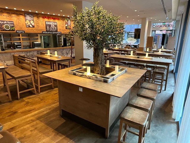 Hutten - bartafel met marmeren opbouw, verlichting & boom - afbeelding 2 van  8