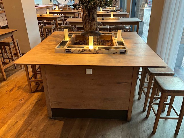 Hutten - bartafel met marmeren opbouw, verlichting & boom - afbeelding 7 van  8