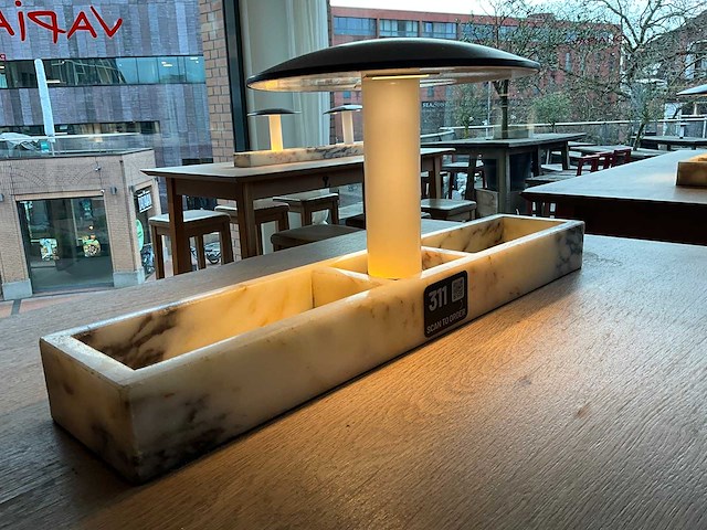 Hutten - bartafel met marmeren opbouw & verlichting - afbeelding 3 van  6
