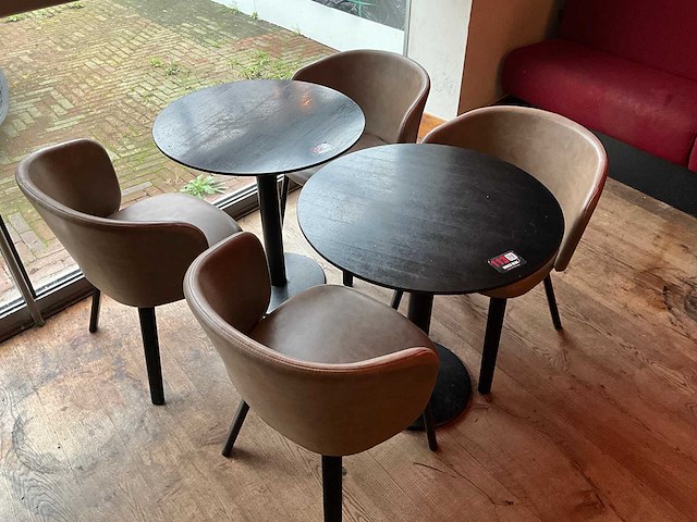 Hutten - bistrotafel met 2 lederen stoelen (2x) - afbeelding 1 van  6