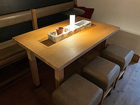 Hutten - halfhoge tafel met bank en 3 krukken - afbeelding 3 van  7