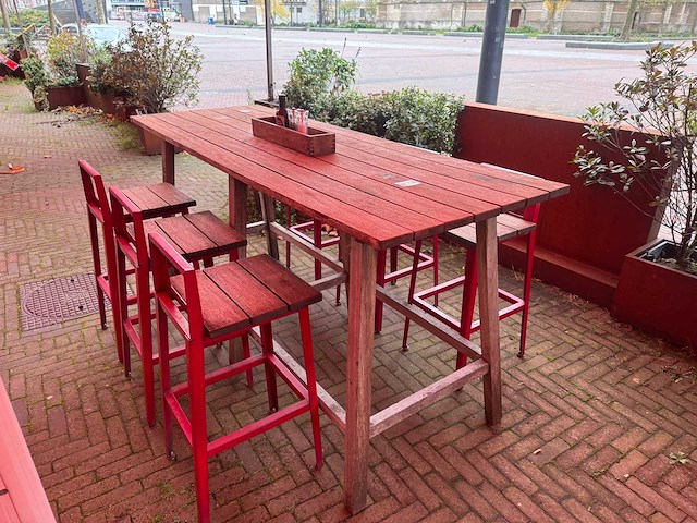 Hutten - hardhouten hoge terrastafel (2x) - afbeelding 1 van  7