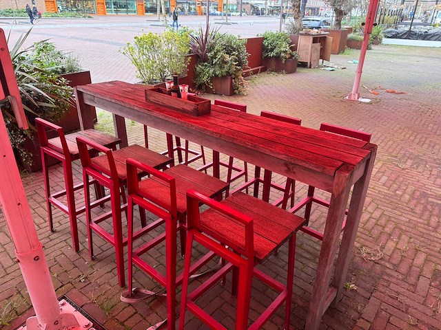 Hutten - hardhouten hoge terrastafel (2x) - afbeelding 1 van  5