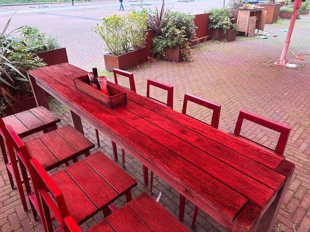 Hutten - hardhouten hoge terrastafel (2x) - afbeelding 2 van  5