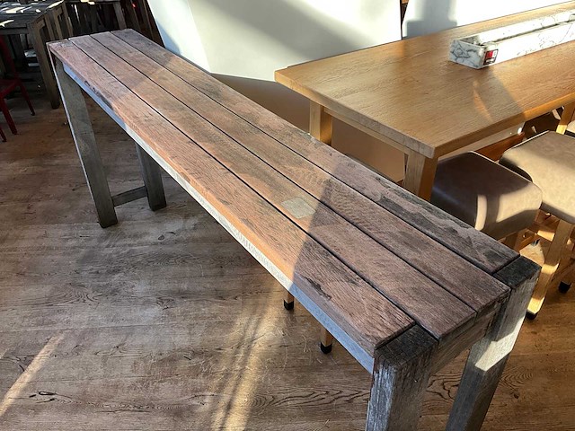 Hutten - hardhouten hoge terrastafel (2x) - afbeelding 4 van  5