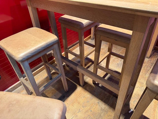 Hutten - houten bartafel met 5 krukken - afbeelding 6 van  6