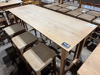Hutten - houten bartafel met 6 krukken - afbeelding 5 van  5