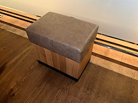 Hutten - houten poef met lederen zitting (2x) - afbeelding 2 van  6