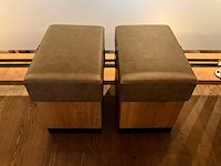 Hutten - houten poef met lederen zitting (2x) - afbeelding 1 van  6