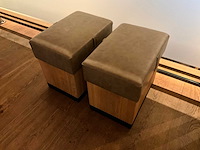 Hutten - houten poef met lederen zitting (2x) - afbeelding 4 van  6