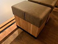 Hutten - houten poef met lederen zitting (2x) - afbeelding 6 van  6