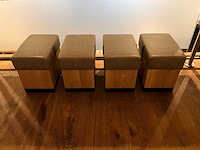 Hutten - houten poef met lederen zitting (4x) - afbeelding 2 van  4