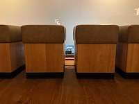 Hutten - houten poef met lederen zitting (4x) - afbeelding 3 van  4