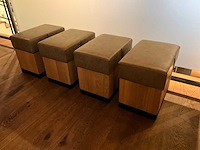 Hutten - houten poef met lederen zitting (4x) - afbeelding 2 van  4