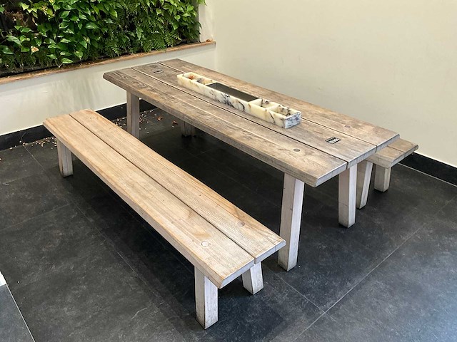 Hutten - houten tafel met 2 banken - afbeelding 5 van  5