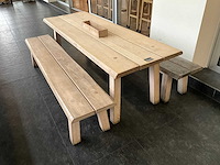 Hutten - houten tafel met 2 banken - afbeelding 1 van  5