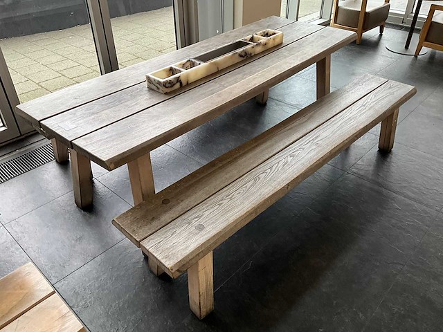Hutten - houten tafel met 2 banken - afbeelding 1 van  5