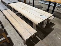 Hutten - houten tafel met 2 banken - afbeelding 4 van  6