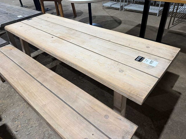 Hutten - houten tafel met 2 banken - afbeelding 5 van  6