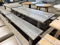 Hutten - houten tafel met 2 banken - afbeelding 7 van  7