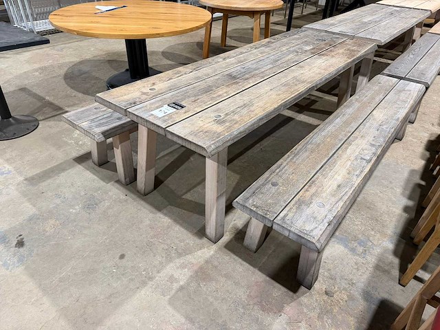 Hutten - houten tafel met 2 banken - afbeelding 1 van  7