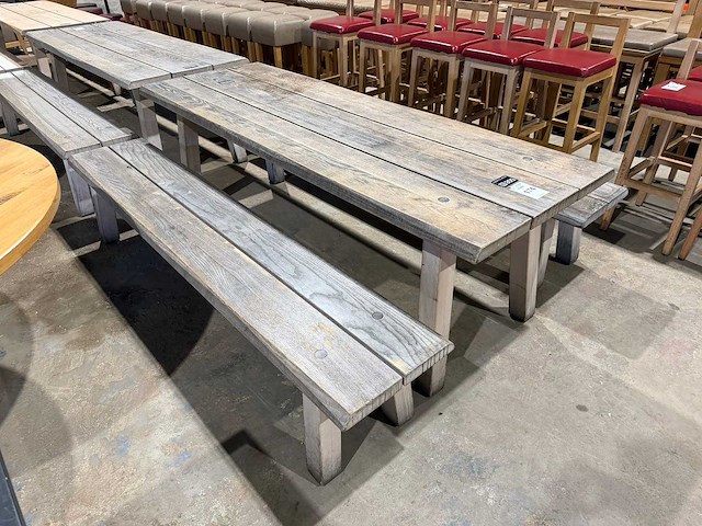 Hutten - houten tafel met 2 banken - afbeelding 3 van  7
