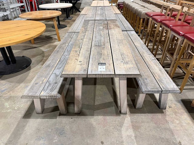 Hutten - houten tafel met 2 banken - afbeelding 4 van  7