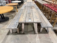 Hutten - houten tafel met 2 banken - afbeelding 4 van  7