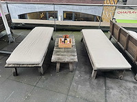 Hutten - houten terrasbank (2x) - afbeelding 1 van  5