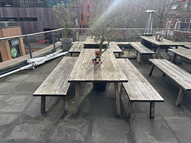 Hutten - houten terrasbank (4x) - afbeelding 1 van  5