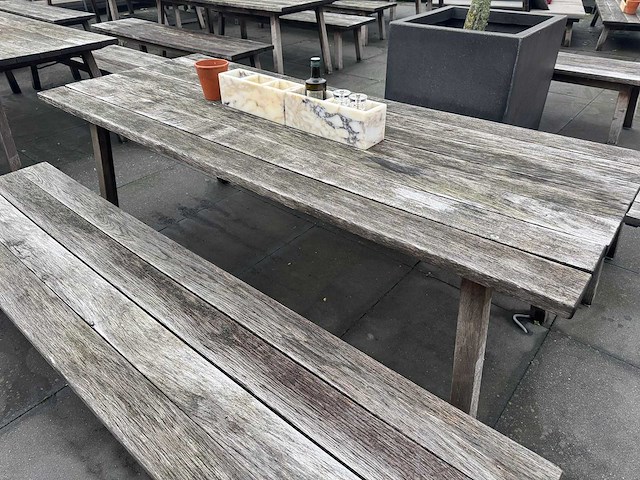 Hutten - houten terrasset tafel met 2 banken - afbeelding 5 van  6
