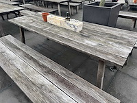 Hutten - houten terrasset tafel met 2 banken - afbeelding 5 van  6