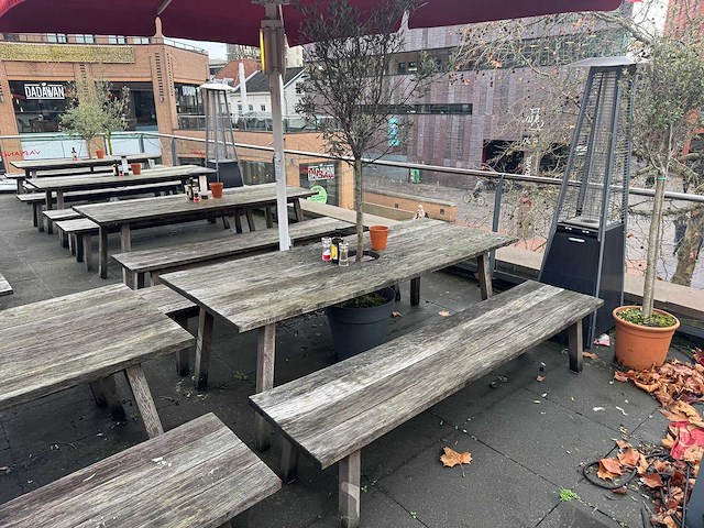 Hutten - houten terrasset tafel met 2 banken - afbeelding 2 van  7