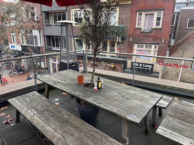 Hutten - houten terrasset tafel met 2 banken - afbeelding 3 van  7