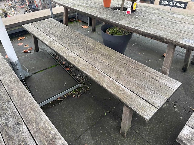 Hutten - houten terrasset tafel met 2 banken - afbeelding 4 van  7