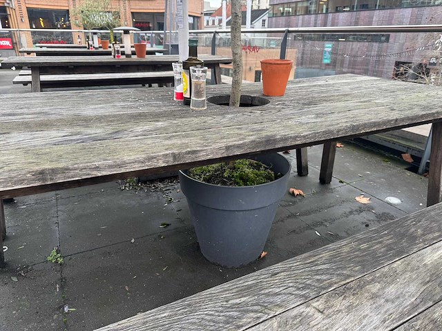 Hutten - houten terrasset tafel met 2 banken - afbeelding 6 van  7