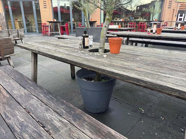 Hutten - houten terrasset tafel met 2 banken - afbeelding 7 van  7