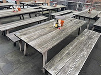 Hutten - houten terrasset tafel met 2 banken - afbeelding 4 van  6