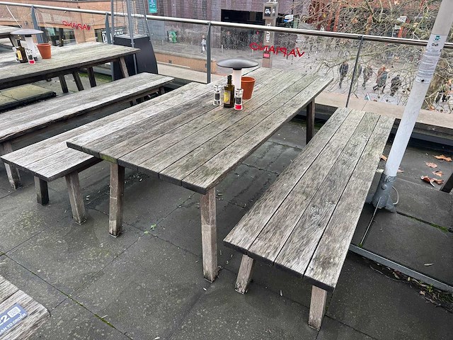 Hutten - houten terrasset tafel met 2 banken - afbeelding 1 van  7