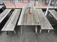 Hutten - houten terrasset tafel met 2 banken - afbeelding 3 van  7