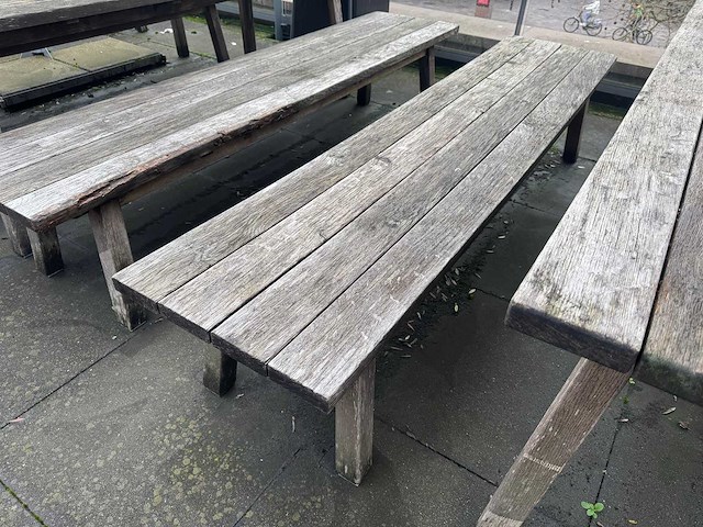 Hutten - houten terrasset tafel met 2 banken - afbeelding 7 van  7