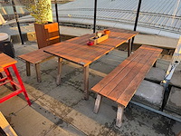 Hutten - houten terrasset tafel met 2 banken - afbeelding 1 van  7