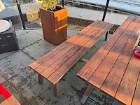 Hutten - houten terrasset tafel met 2 banken - afbeelding 5 van  7