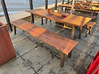 Hutten - houten terrasset tafel met 2 banken - afbeelding 6 van  7