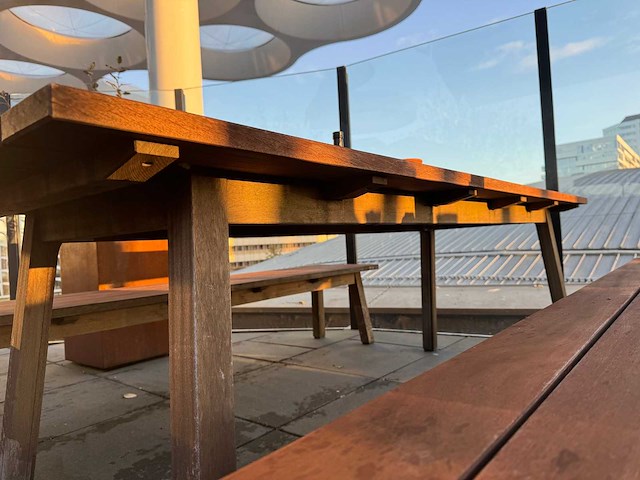 Hutten - houten terrasset tafel met 2 banken - afbeelding 7 van  7